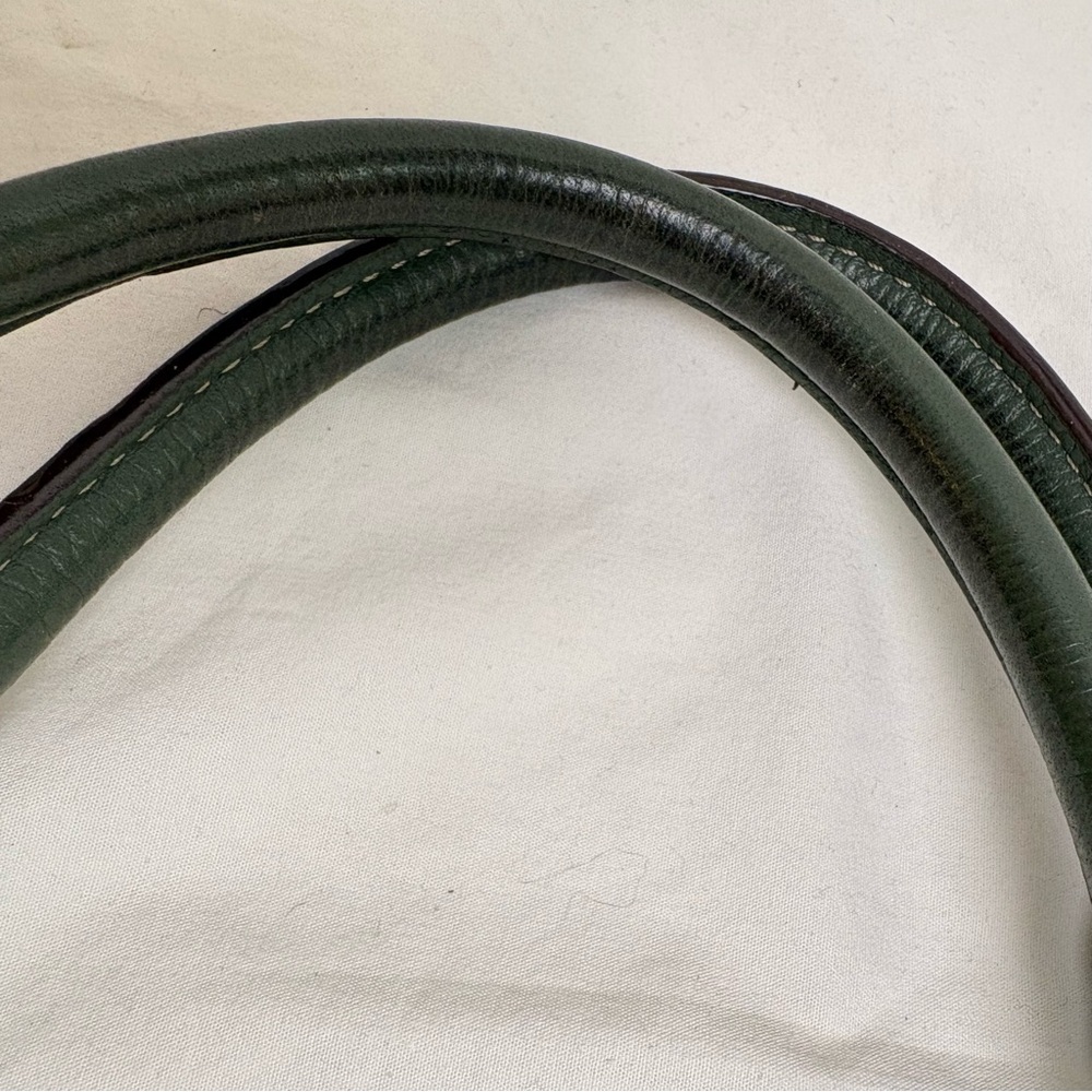TIGNANELLO Dark Green Leather Satchel Silver Buckles Y2K - Picture 10 of 16
